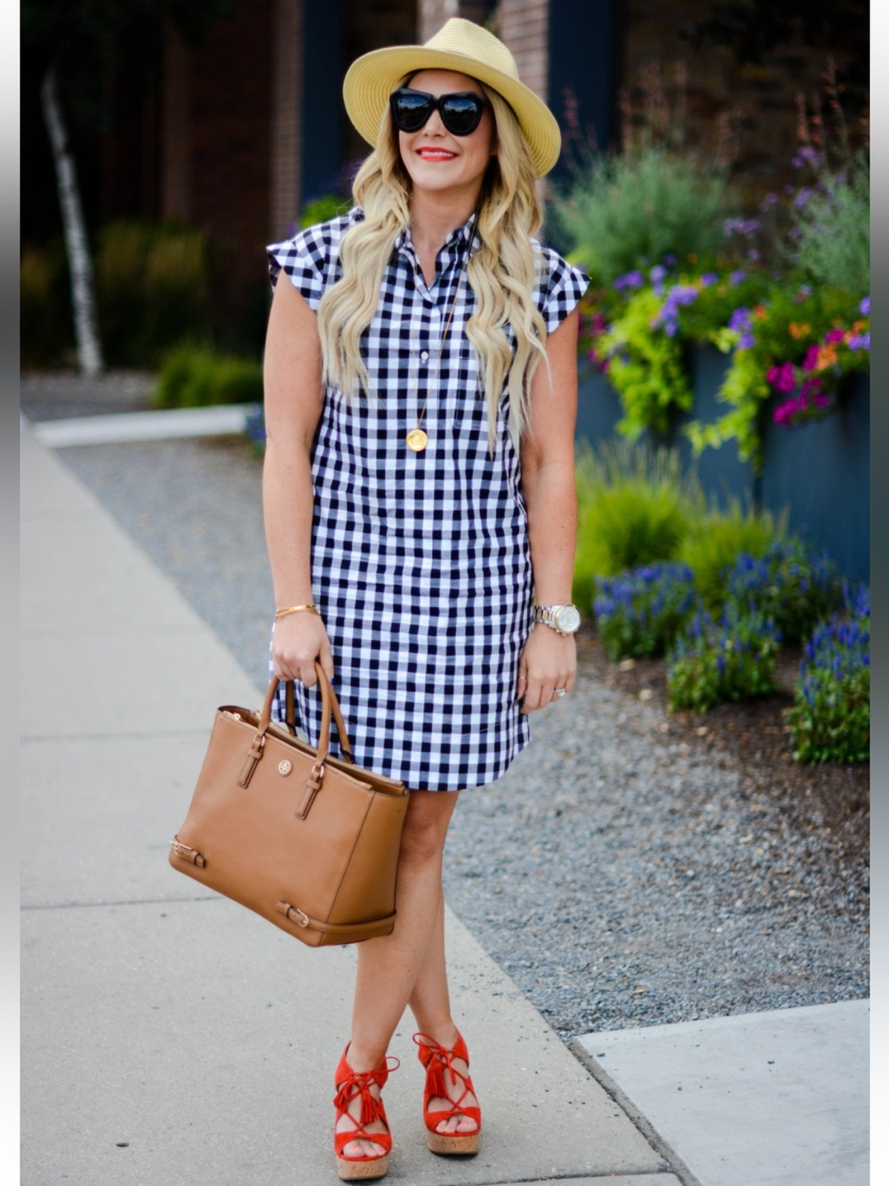 J Crew Gingham Pullover Shirt Dress